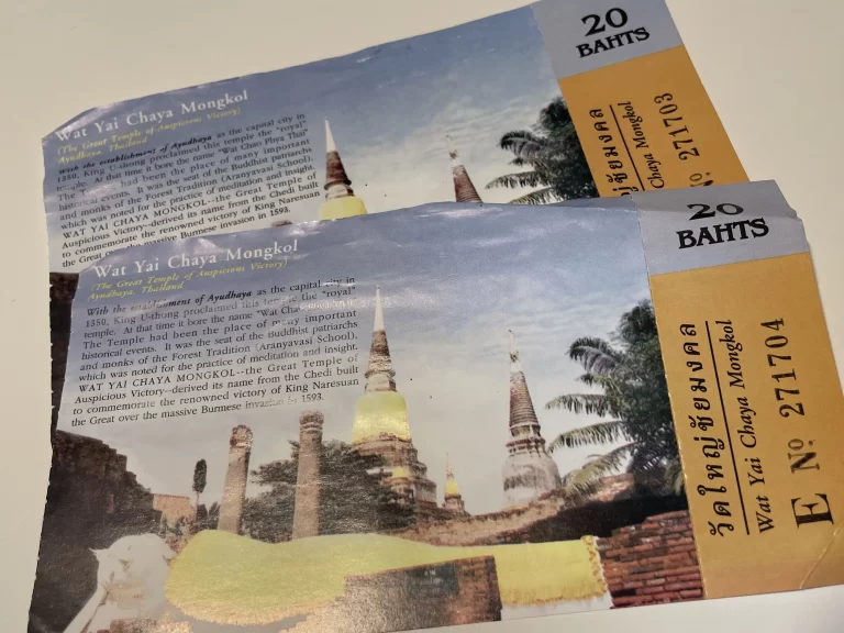 ワット･ヤイ･チャイ･モンコンの入場券