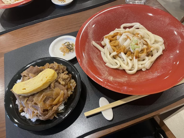 松阪牛丼と伊勢エビ香る伊勢うどんのセット